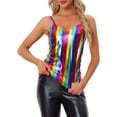 thumbnail image 1 of INSPIRE CHIC Women's Metallic Camisole Spaghetti Straps Backless Tank Tops M Multicolor, 1 of 4