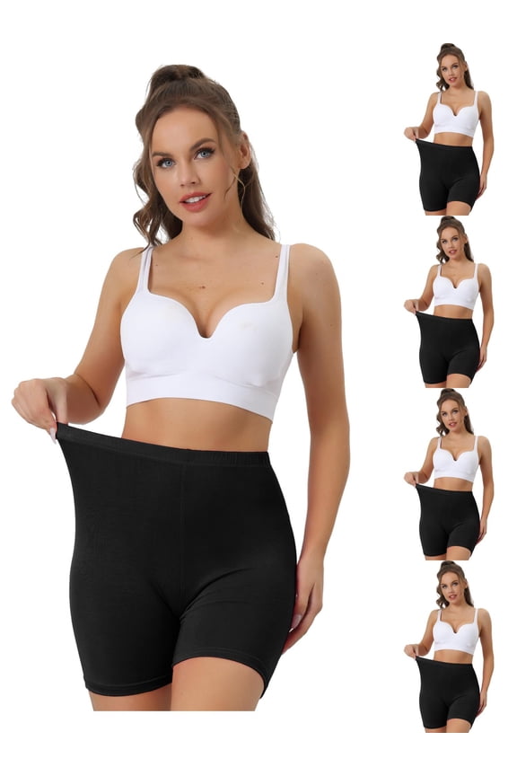 Women's Mid-Thigh Boxer Full Coverage Soft Stretch Boyshorts Panties 5 Packs