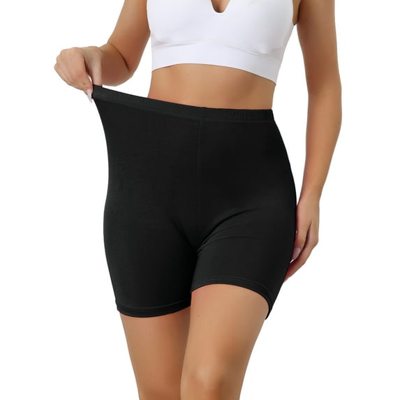 INSPIRE CHIC Women's Mid-Thigh Boxer Underwear Full Coverage Soft Stretch Boyshorts Panties L Black