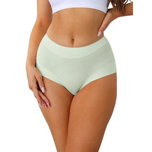 INSPIRE CHIC Women's Mid-Waisted Full Coverage Briefs Classic Cotton Underwear S Green