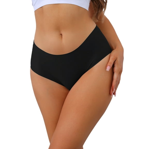 INSPIRE CHIC Women's Mid-Waisted Invisible Briefs Full Coverage Light and Breathable Panties L Black