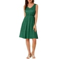 thumbnail image 1 of Allegra K Women's Midi Polka Dots V-Neck Tie Drawstring Waist Sleeveless Dress, 1 of 7
