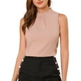 thumbnail image 1 of Allegra K Women's Mock Neck Ruffle Sleeveless Casual Blouse Tops, 1 of 6