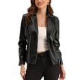 thumbnail image 1 of INSPIRE CHIC Women's Faux Leather Jacket Spring Fall Classical Trendy PU Motorcycle Biker Jackets Black XS, 1 of 4
