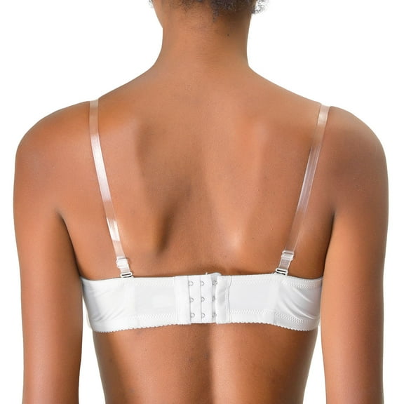 INSPIRE CHIC 1Pair Non-Slip Clear Bra Straps Replacement Invisible Transparent Bra Shoulder Straps Clear-Clear Buckle Width: 1.5cm/ 5/8"