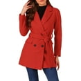 thumbnail image 1 of INSPIRE CHIC Women's Notch Lapel Double Breasted Belted Mid Length Trenchcoat L Red, 1 of 9
