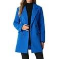 thumbnail image 1 of INSPIRE CHIC Women's Notch Lapel Double Breasted Belted Mid Length Trenchcoat S Blue, 1 of 6