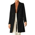thumbnail image 1 of INSPIRE CHIC Women's Notch Lapel Double Breasted Belted Mid Length Trenchcoat 2XL Black, 1 of 8