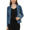 thumbnail image 1 of INSPIRE CHIC Women's Notched Lapel Button Up Long Sleeve Washed Denim Jacket S Blues, 1 of 7