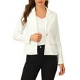 thumbnail image 1 of INSPIRE CHIC Women's Notched Lapel Button Up Long Sleeve Washed Denim Jacket XL White, 1 of 7