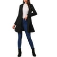 thumbnail image 1 of INSPIRE CHIC Women's Notched Lapel Double Breasted Elegant Winter Long Coat XS Black, 1 of 6