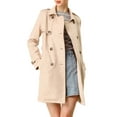 thumbnail image 1 of INSPIRE CHIC Women's Notched Lapel Double Breasted Faux Suede Trenchcoat M Apricot, 1 of 9