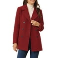 thumbnail image 1 of INSPIRE CHIC Women's Pea Coat Double-Breasted Notch Lapel Mid-Thigh Winter Coat M Wine Red, 1 of 6