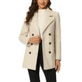 thumbnail image 1 of INSPIRE CHIC Women's Pea Coat Double-Breasted Notch Lapel Mid-Thigh Winter Coat M Beige, 1 of 6