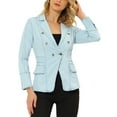 thumbnail image 1 of INSPIRE CHIC Women's Notched Lapel Long Sleeve Button Denim Jacket with Pockets M Light Blue, 1 of 7