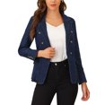 thumbnail image 1 of INSPIRE CHIC Women's Notched Lapel Long Sleeve Button Denim Jacket with Pockets L Mid-Blue, 1 of 7