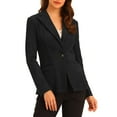 thumbnail image 1 of INSPIRE CHIC Women's Faux Suede Blazer Lapel Collar Long Sleeves Wear-to-Work Jacket M Black, 1 of 6