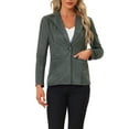 thumbnail image 1 of INSPIRE CHIC Women's Faux Suede Blazer Lapel Collar Long Sleeves Wear-to-Work Jacket L Dark Grey, 1 of 6
