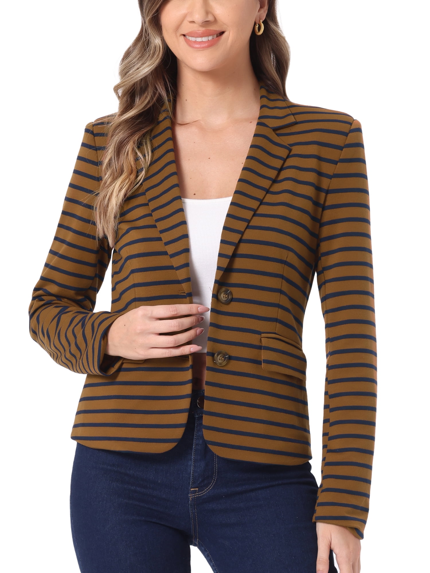 Vertical Striped Button Through Lapel Blazer & Shorts main image 1