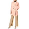 thumbnail image 1 of Allegra K Women's Notched Lapel Long Sleeves Double Breasted Mid-Lentgh Overcoat, 1 of 7
