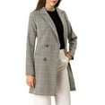 thumbnail image 1 of Allegra K Women's Notched Lapel Long Sleeves Double Breasted Plaid Blazer, 1 of 8