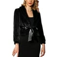 thumbnail image 1 of INSPIRE CHIC Women's Fur Coat Fasion Winter Open Front Cropped Jacket Lapel Long Sleeve Fluffy Faux Fur Coat L Black, 1 of 5