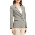 thumbnail image 1 of Allegra K Women's Notched Lapel One Button Hip Length Houndstooth Blazer, 1 of 7
