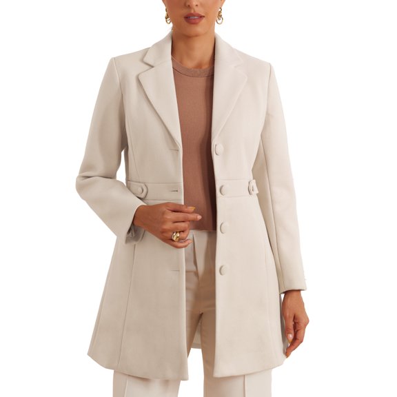 INSPIRE CHIC Women's Notched Lapel Outerwear Winter Coat M Apricot