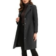 thumbnail image 1 of INSPIRE CHIC Women's Notched Lapel Single Breasted Outwear Work Long Winter Coat XS Black Gray, 1 of 6
