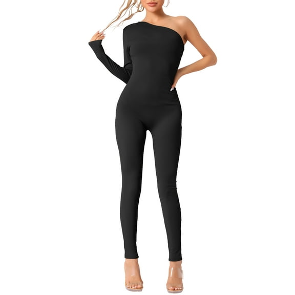 INSPIRE CHIC Women's Off-Shoulder Bodysuit Shapewear Slim Fit Soft Breathable Long-Sleeved Full Length Jumpsuit