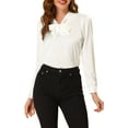 thumbnail image 1 of INSPIRE CHIC Women's Office Tie V Neck Long Sleeve Elegant Blouse Shirt S White, 1 of 6