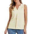 thumbnail image 1 of INSPIRE CHIC Women's Office Work V Neck Sleeveless Chiffon Blouse L Gray Blue, 1 of 6