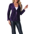 thumbnail image 1 of INSPIRE CHIC Women's Open Front Long Sleeve Disco Party Sequin Blazer Jacket XL Purple, 1 of 6