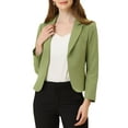thumbnail image 1 of INSPIRE CHIC Women's Blazer Open Front Wear-to-Work Summer Crop Suit Jacket L Avocado Green-Solid, 1 of 7