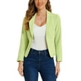 thumbnail image 1 of INSPIRE CHIC Women's Blazer Open Front Wear-to-Work Summer Crop Suit Jacket M Light Green-Solid, 1 of 7