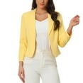 thumbnail image 1 of INSPIRE CHIC Women's Blazer Open Front Wear-to-Work Summer Crop Suit Jacket M Yellow-Solid, 1 of 7