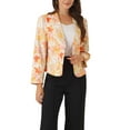 thumbnail image 1 of INSPIRE CHIC Women's Blazer Open Front Wear-to-Work Summer Crop Suit Jacket Beige Orange-Floral S, 1 of 7