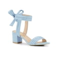 thumbnail image 1 of BLISSFUL STEP Women's Shoes Slingback Back Ankle Open Toe Tie Block Heels Sandals Sky Blue 10, 1 of 7