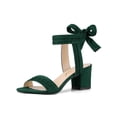 thumbnail image 1 of BLISSFUL STEP Women's Shoes Slingback Back Ankle Open Toe Tie Block Heels Sandals Green 5.5, 1 of 8