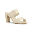 thumbnail image 1 of BLISSFUL STEP Women's Open Toe Chunky High Heel Slide Sandals Beige 9.5, 1 of 7