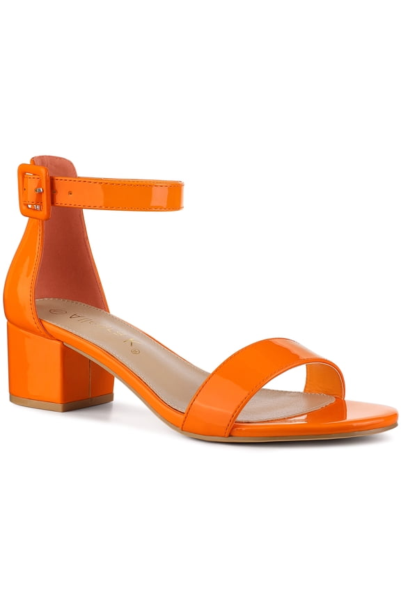 Women's Shoes Open Toe Block Heel Ankle Strap Sandals Orange 8