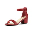 thumbnail image 1 of BLISSFUL STEP Women's Shoes Open Toe Block Heel Ankle Strap Sandals Red 9.5, 1 of 8