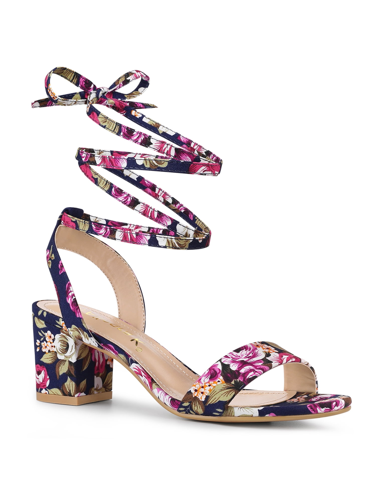 Allegra K Women's Block Heel Sandals - Crisscross Lace Up With 4 Inch Heel