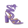 thumbnail image 1 of BLISSFUL STEP Women's Open Toe Crisscross Lace Up Block Heel Sandals Purple 7, 1 of 7