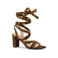 thumbnail image 1 of BLISSFUL STEP Women's Open Toe Crisscross Lace Up Block Heel Sandals Leopard 6, 1 of 7