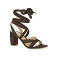 thumbnail image 1 of BLISSFUL STEP Women's Open Toe Crisscross Lace Up Block Heel Sandals Coffee 7.5, 1 of 7