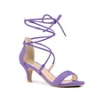 thumbnail image 1 of BLISSFUL STEP Women's Open Toe Kitten Heel Lace Up Sandals, 1 of 7