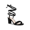 thumbnail image 1 of BLISSFUL STEP Women's Open Toe Lace up Block High Heels Sandals Black 7, 1 of 8