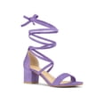 thumbnail image 1 of BLISSFUL STEP Women's Shoes Lace-Up Chunky Heel Open Toe Cross Strap Sandals Purple 8.5, 1 of 7