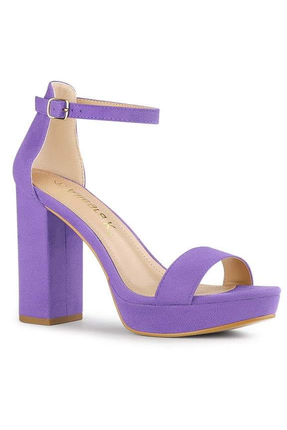 Women's Shoes Faux Suede High Chunky Heel Platform Ankle Strap Open Toe Sandals Purple 9
